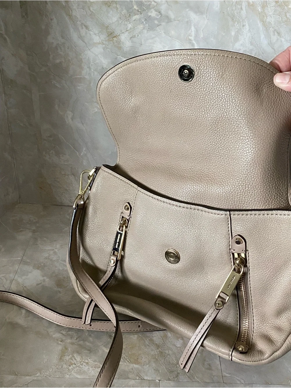 Michael Kors Taupe Crossbody Purse Gold Hardware